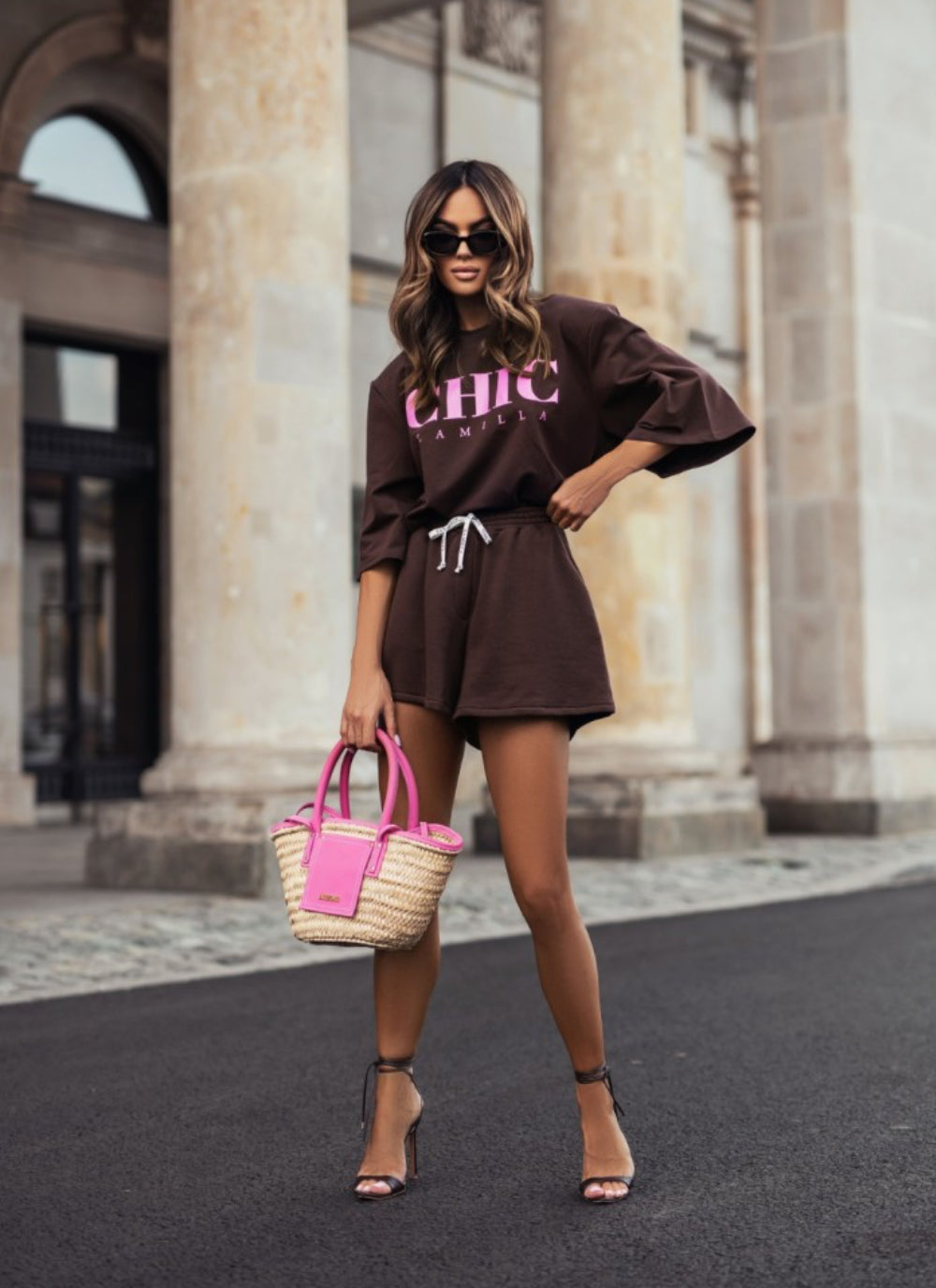 T-shirt CHIC oversize La Milla - brąz