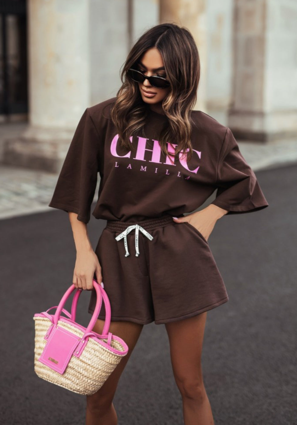 T-shirt CHIC oversize La Milla - brąz