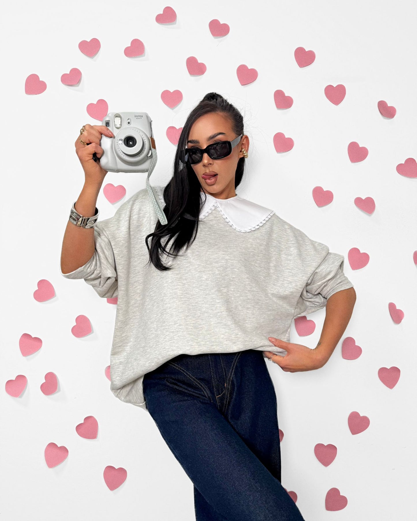 Oversizowa bluza z kołnierzykiem La Milla - szary