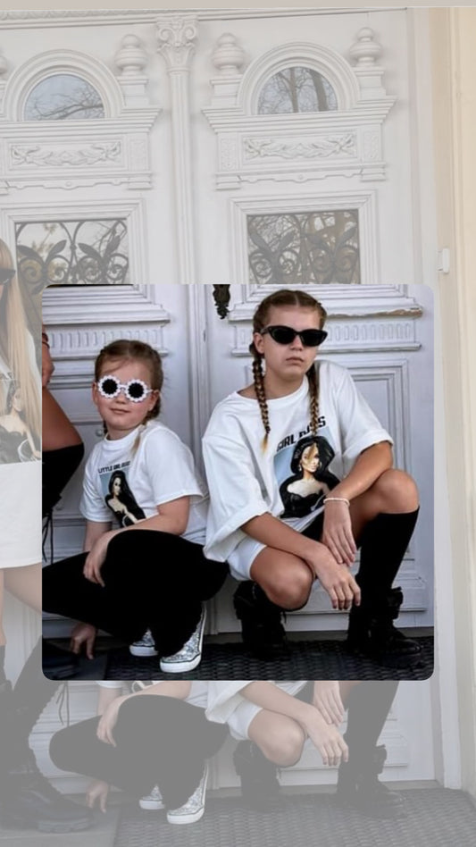 T-shirt GIRL BOSS kids - biały