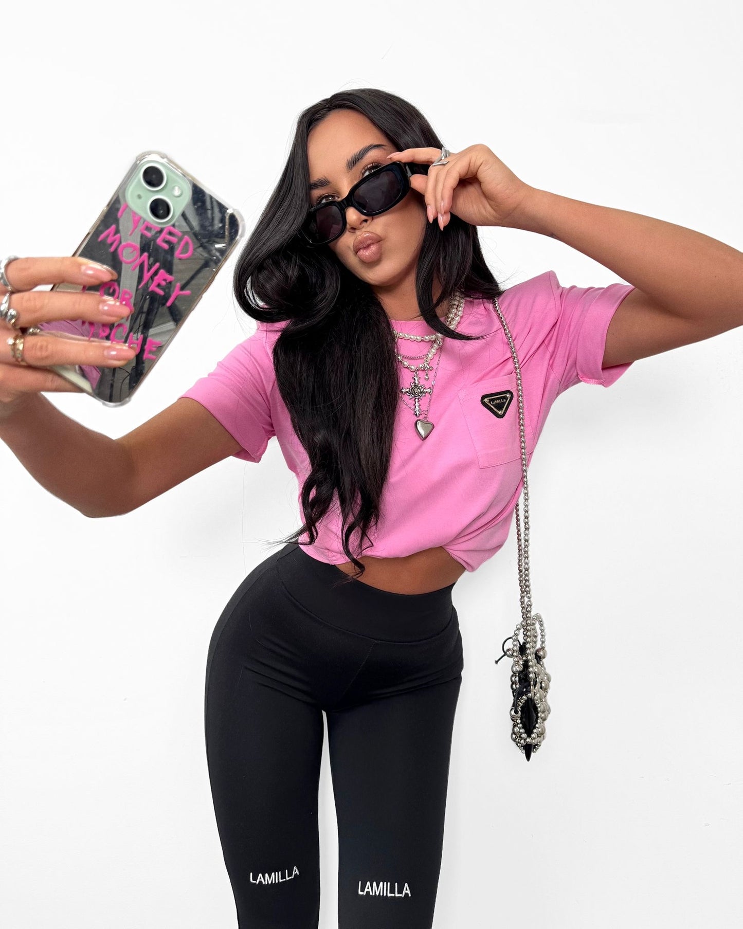 T-shirt z kieszonką La Milla - róż