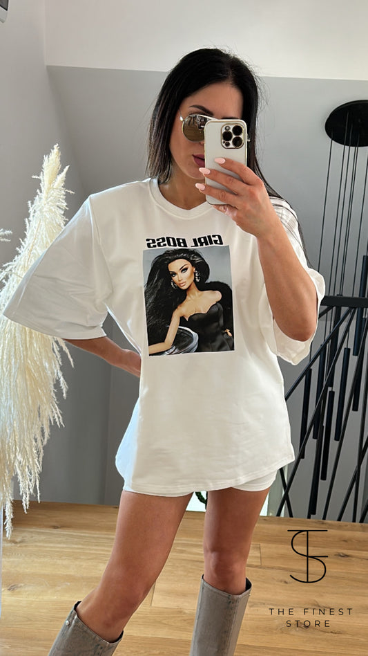 T-shirt GIRL BOSS - biały