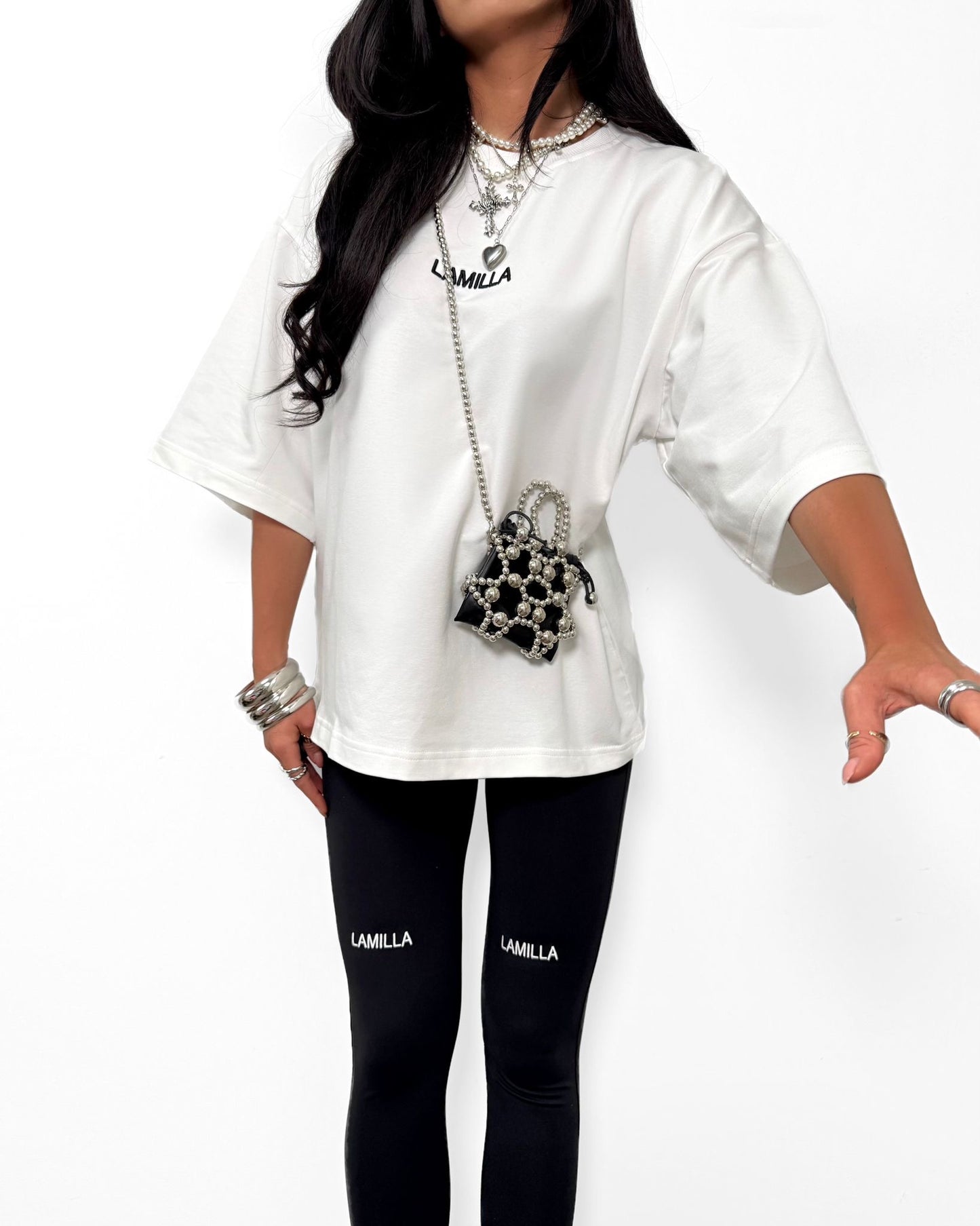 Legginsy z logo La Milla - czarny