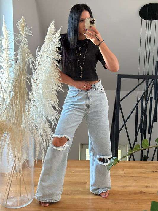 Jeansy wide leg LaMilla - jasny jeans