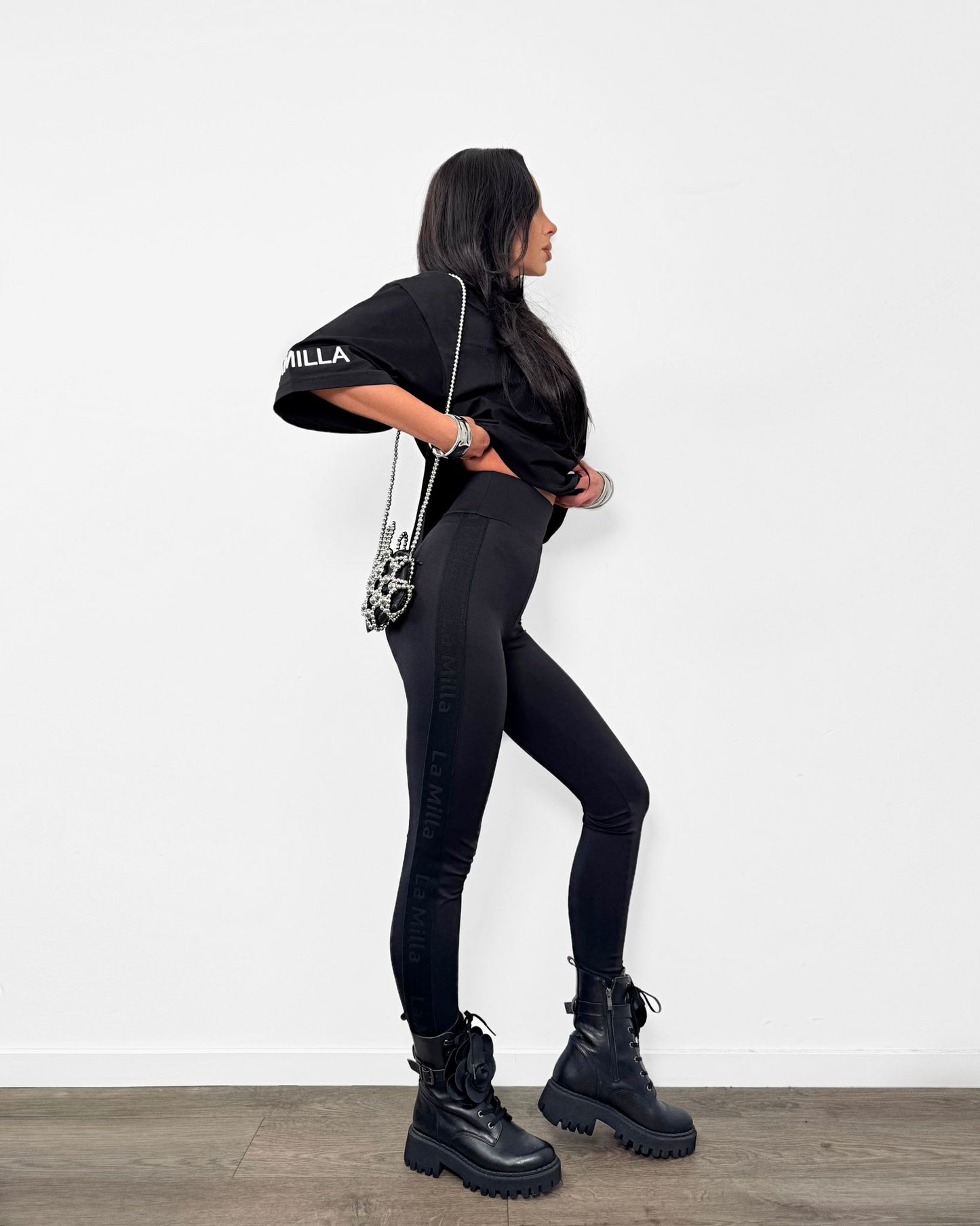 Legginsy z taśmą La Milla - czarny