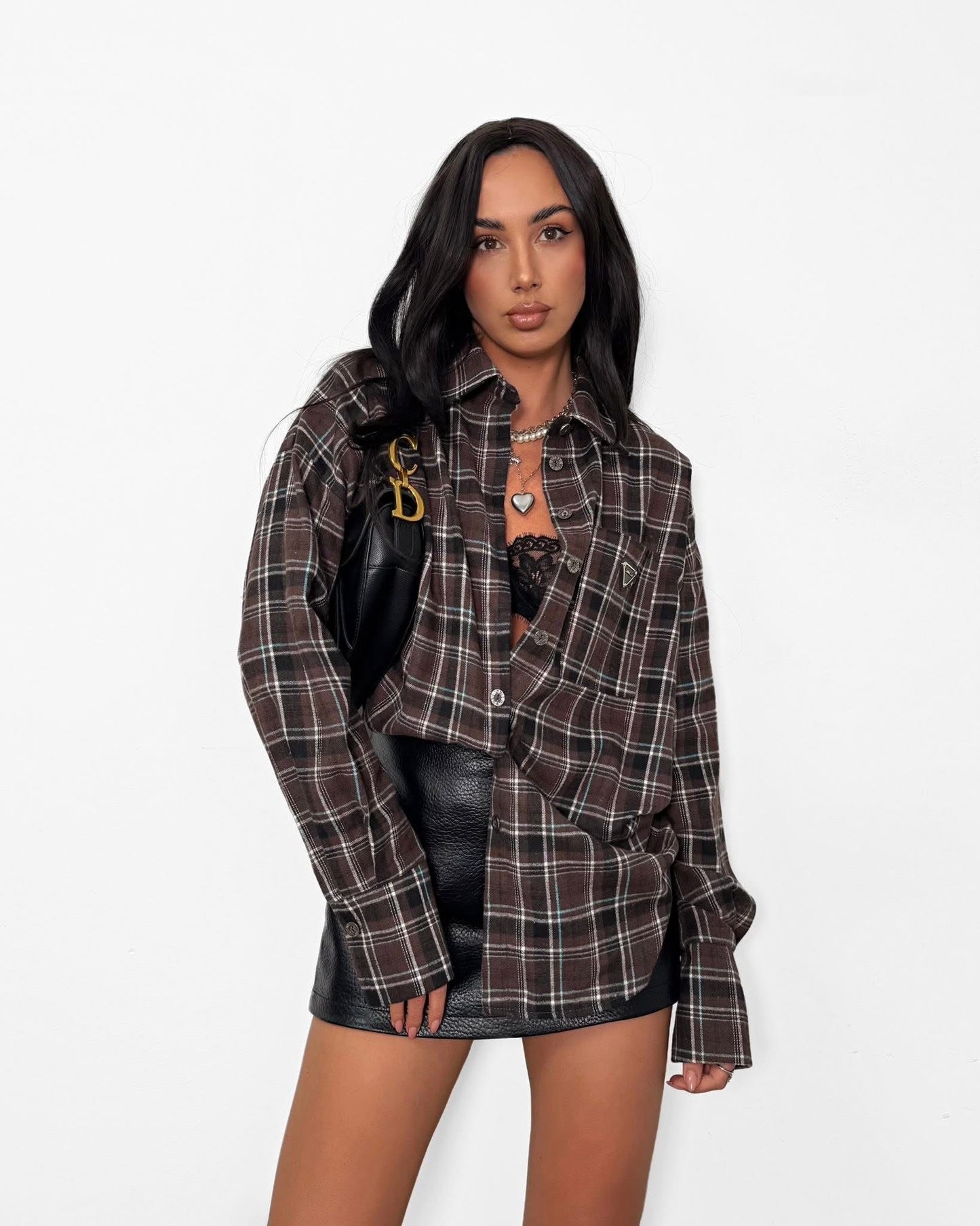 Koszula w kratę La Milla - brązowy