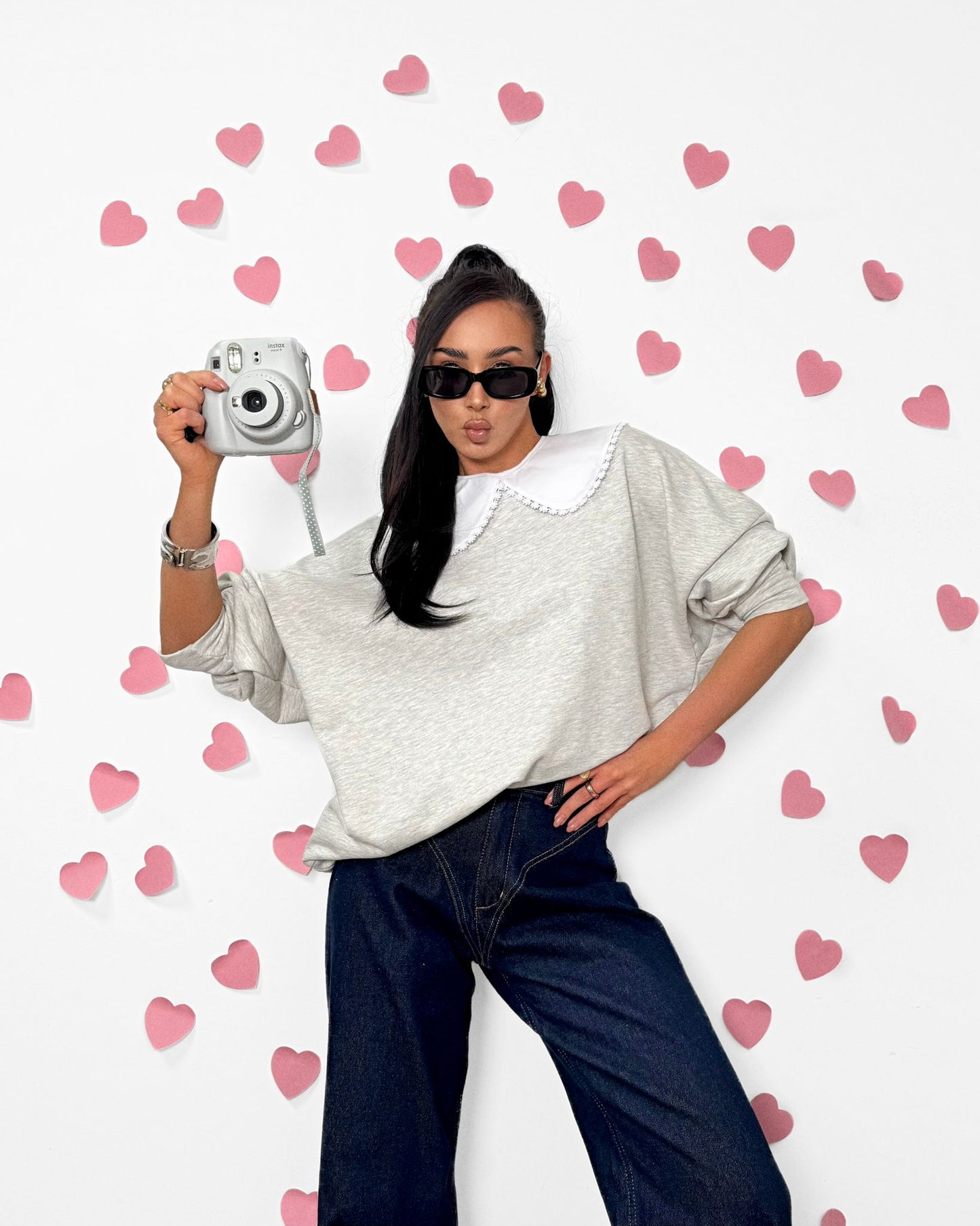 Oversizowa bluza z kołnierzykiem La Milla - szary