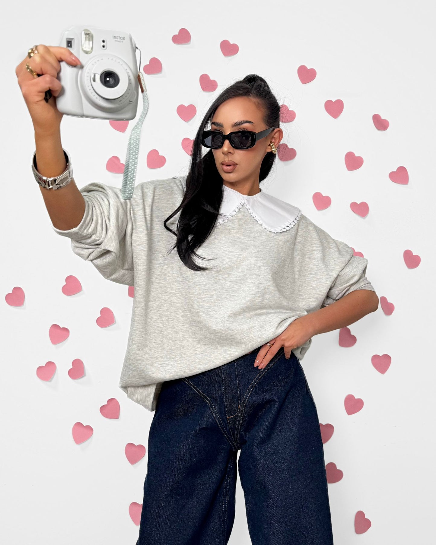 Oversizowa bluza z kołnierzykiem La Milla - szary