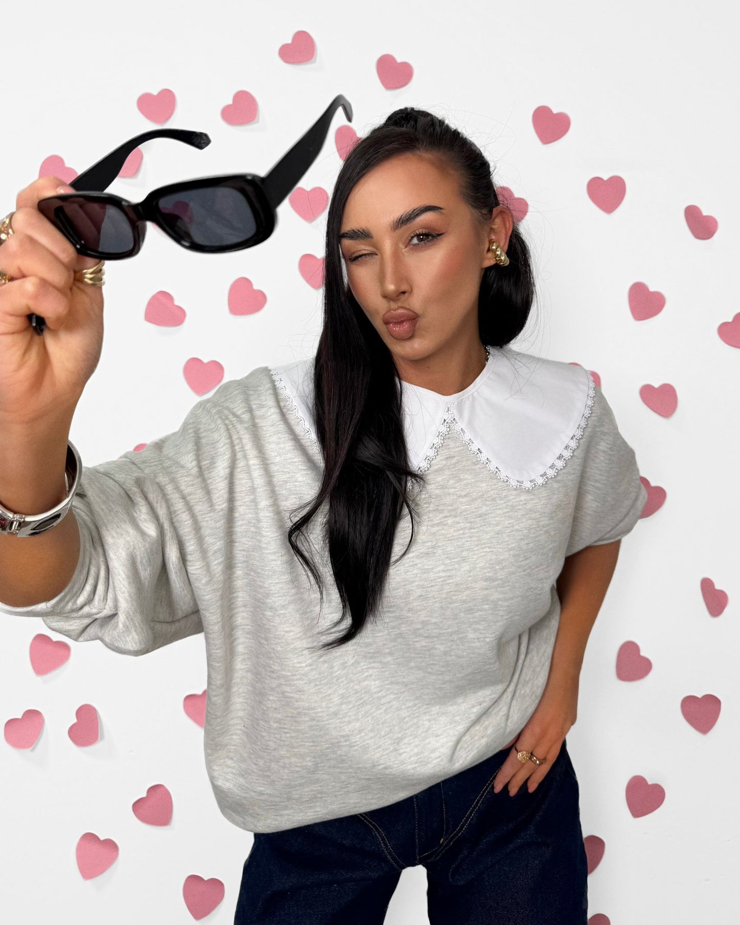 Oversizowa bluza z kołnierzykiem La Milla - szary